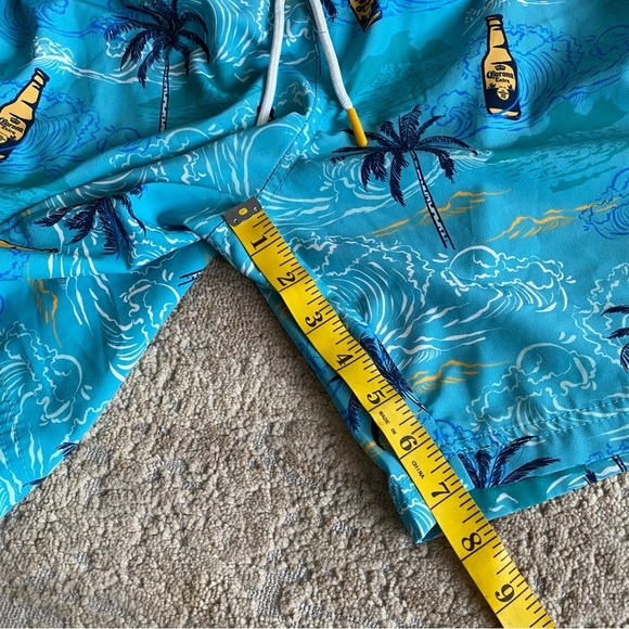 Corona Swim Shorts Swimming Board Shorts Palm Trees Beer Lined Blue: 2XL 44/46 - Picture 3 of 6